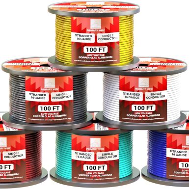 16 Gauge Wire Combo 6 Pack (600ft Total) 100ft Per Roll, 12V Low Voltage Automotive and Electrical Cable, Copper Clad Aluminum (CCA)